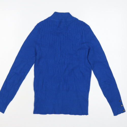 Marks and Spencer Women's Blue UK 8 Ribbed Roll Neck Jumper
