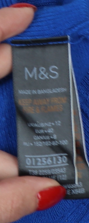 Marks and Spencer Women's Blue UK 8 Ribbed Roll Neck Jumper
