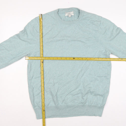 Marks and Spencer Men Green L Pure Cotton Crew Neck Pullover Jumper