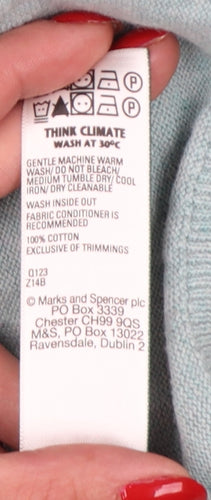 Marks and Spencer Men Green L Pure Cotton Crew Neck Pullover Jumper