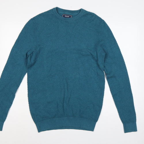 Maine New England Men’s Blue Small Textured Knit Crew Neck Jumper