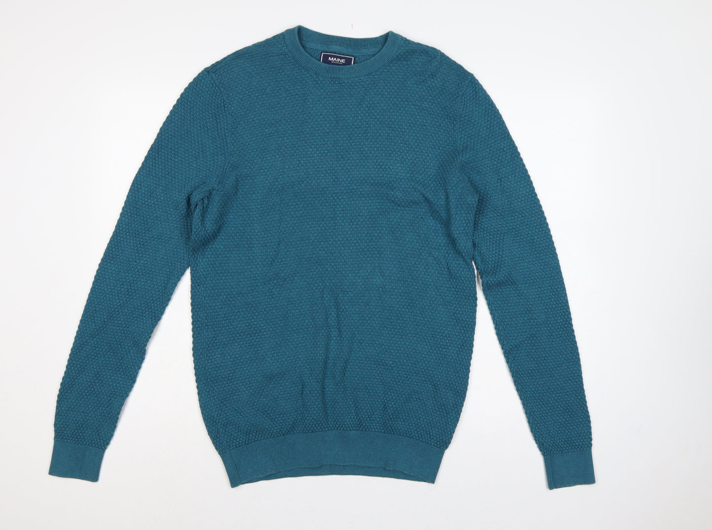 Maine New England Men’s Blue Small Textured Knit Crew Neck Jumper