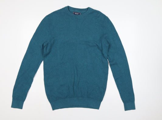 Maine New England Men’s Blue Small Textured Knit Crew Neck Jumper