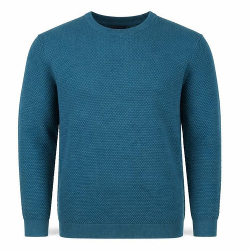 Maine New England Men’s Blue Small Textured Knit Crew Neck Jumper