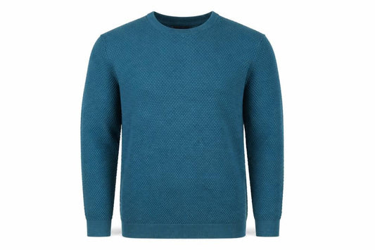 Maine New England Men’s Blue Small Textured Knit Crew Neck Jumper