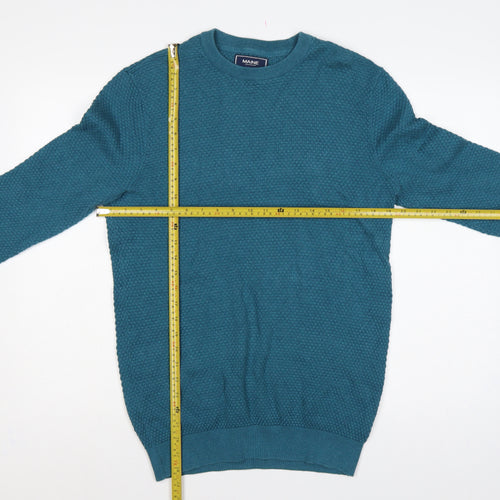 Maine New England Men’s Blue Small Textured Knit Crew Neck Jumper