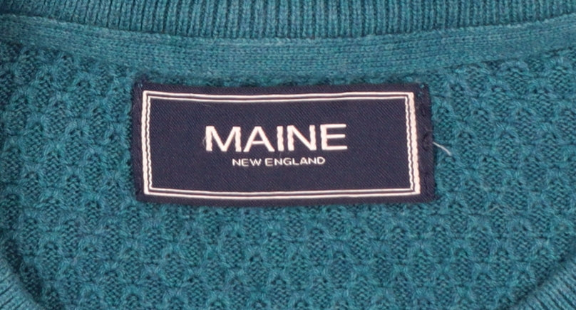 Maine New England Men’s Blue Small Textured Knit Crew Neck Jumper