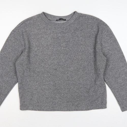 Zara Women’s Grey Size S Crew Neck Knit Relaxed Pullover Jumper