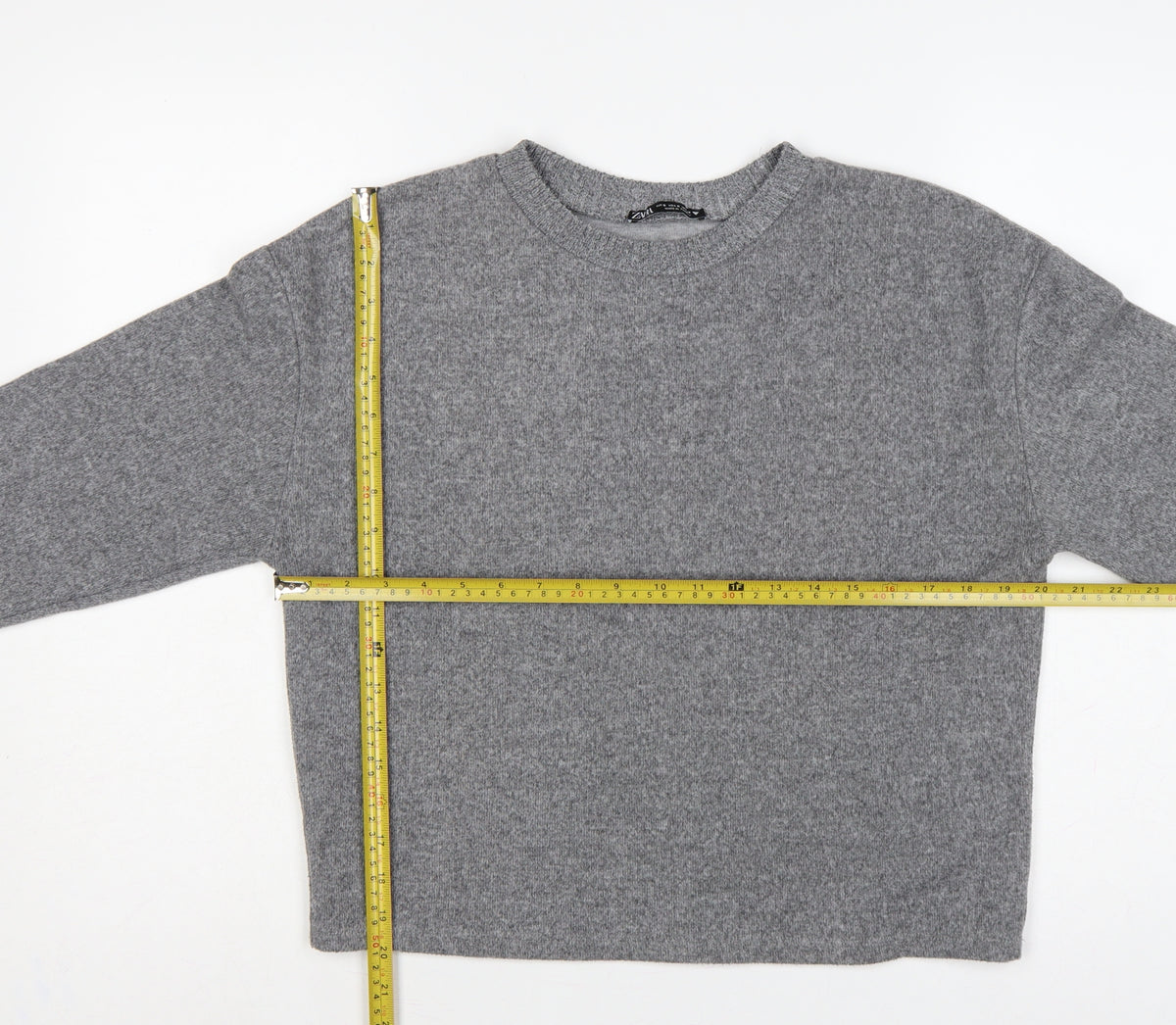Zara Women’s Grey Size S Crew Neck Knit Relaxed Pullover Jumper