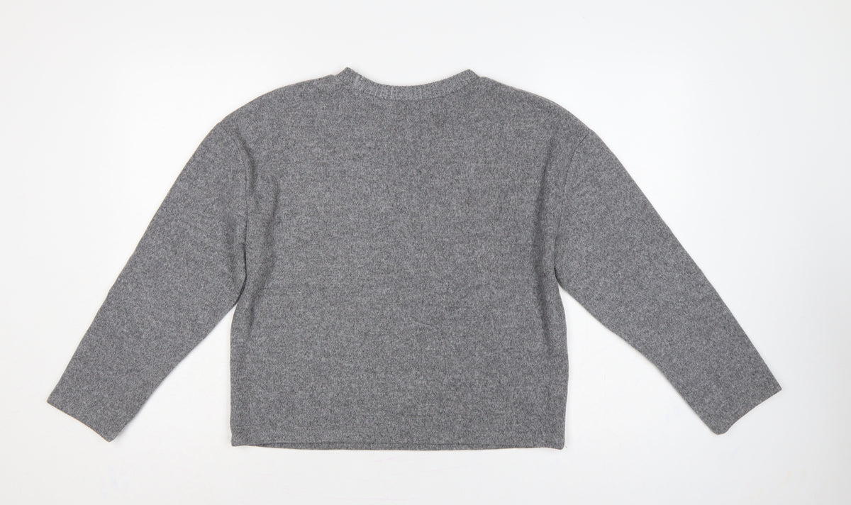 Zara Women’s Grey Size S Crew Neck Knit Relaxed Pullover Jumper