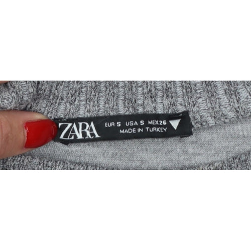 Zara Women’s Grey Size S Crew Neck Knit Relaxed Pullover Jumper