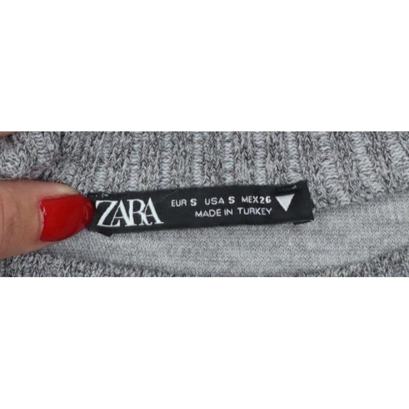 Zara Women’s Grey Size S Crew Neck Knit Relaxed Pullover Jumper