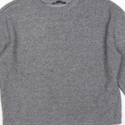 Zara Women’s Grey Size S Crew Neck Knit Relaxed Pullover Jumper
