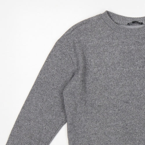 Zara Women’s Grey Size S Crew Neck Knit Relaxed Pullover Jumper