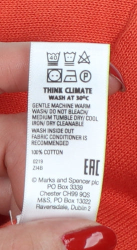 Marks and Spencer Women Orange Size 12 Cotton Button Cardigan