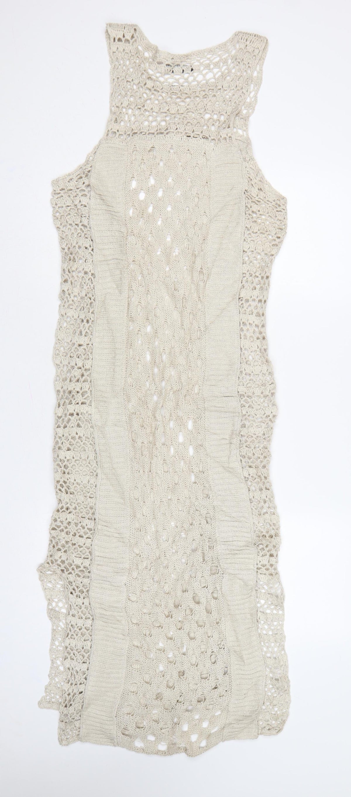AllSaints Women Beige UK 8 Long Maxi Hand Crochet Bohemian Dress
