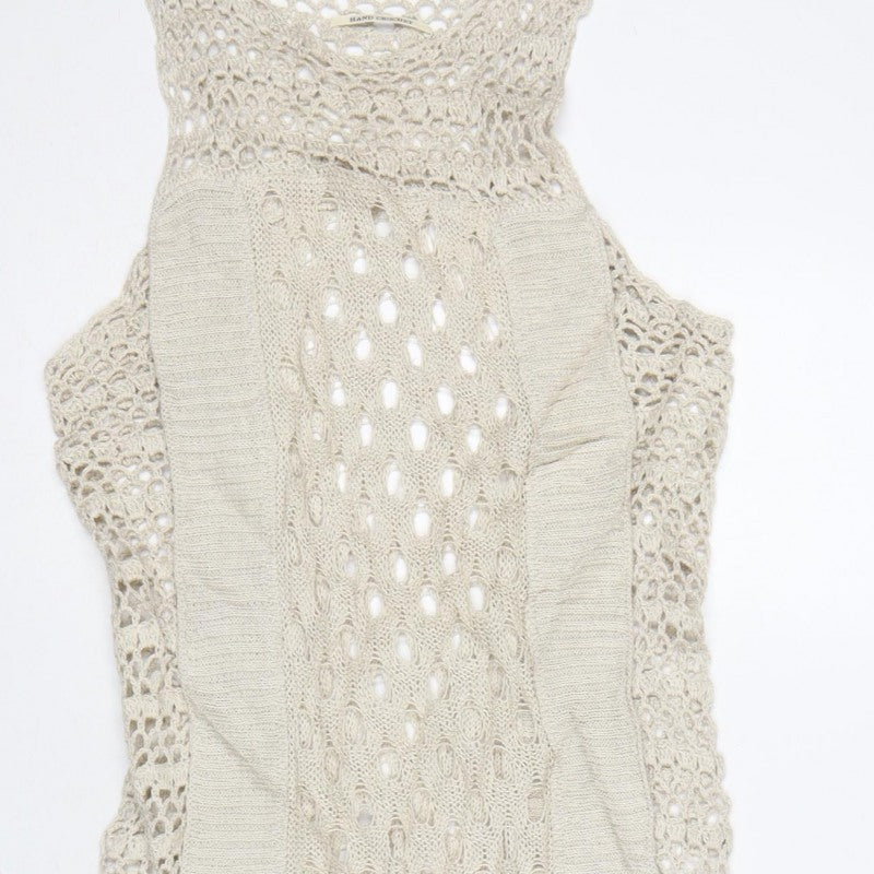 AllSaints Women Beige UK 8 Long Maxi Hand Crochet Bohemian Dress