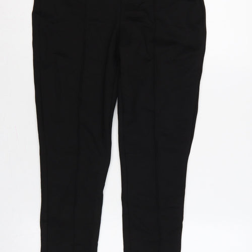 Zara Women Black High Rise Stretch Textured Waist Leggings UK L