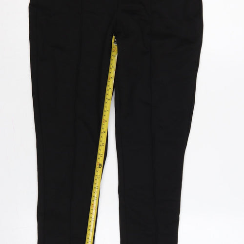 Zara Women Black High Rise Stretch Textured Waist Leggings UK L