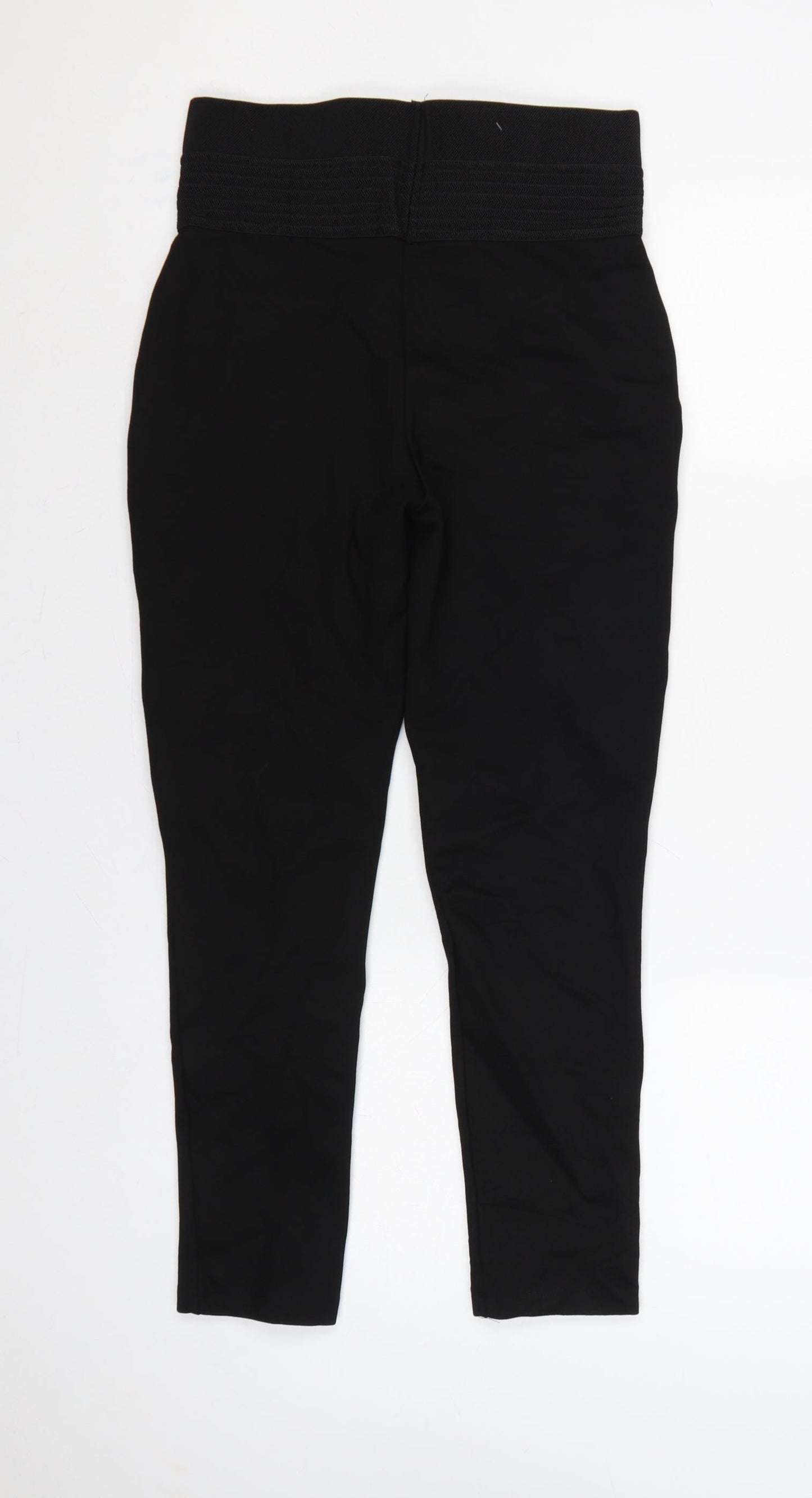Zara Women Black High Rise Stretch Textured Waist Leggings UK L
