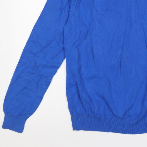 Lyle & Scott Men’s Blue M V-Neck Logo Knit Pullover Jumper