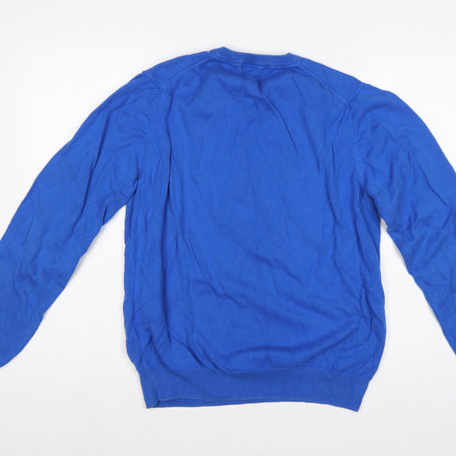 Lyle & Scott Men’s Blue M V-Neck Logo Knit Pullover Jumper