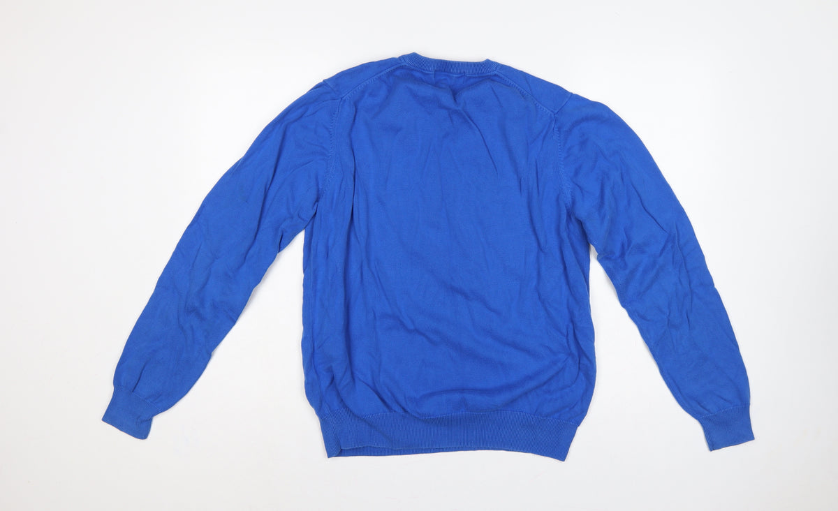 Lyle & Scott Men’s Blue M V-Neck Logo Knit Pullover Jumper