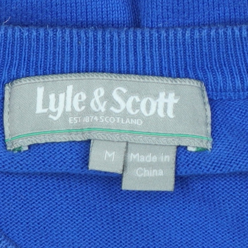 Lyle & Scott Men’s Blue M V-Neck Logo Knit Pullover Jumper