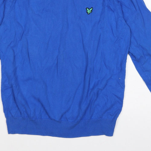Lyle & Scott Men’s Blue M V-Neck Logo Knit Pullover Jumper