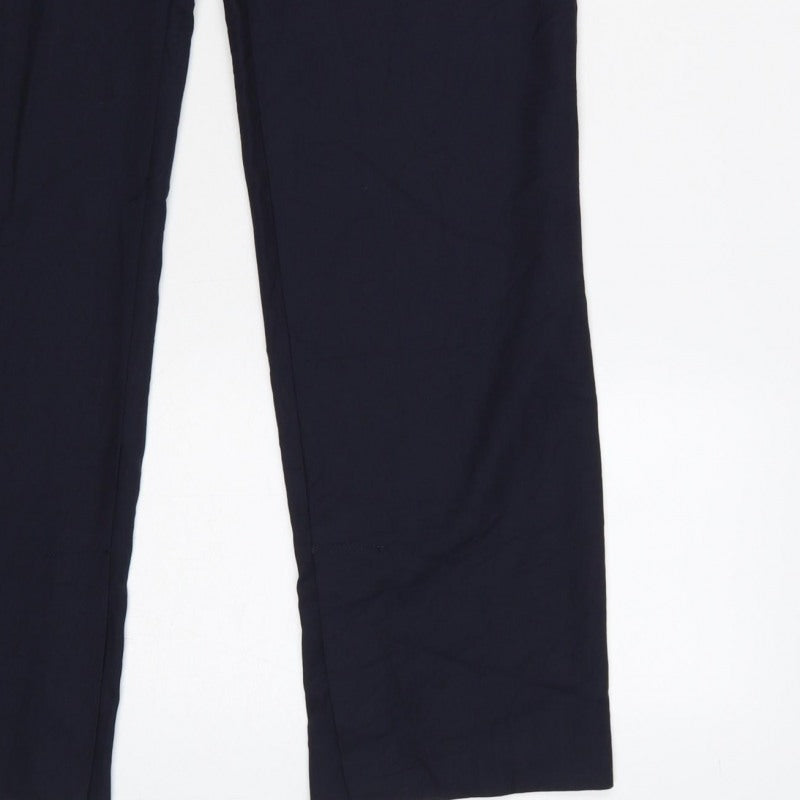 Zara Women’s Blue M Straight Leg Smart Trousers Pockets