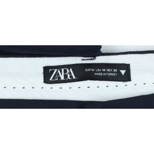 Zara Women’s Blue M Straight Leg Smart Trousers Pockets