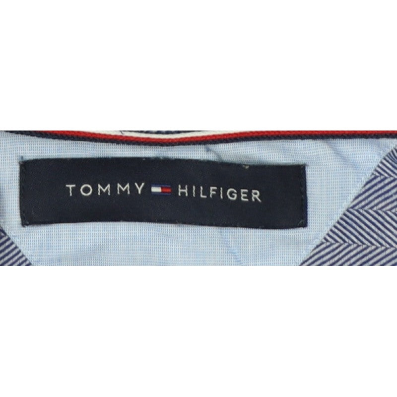 Additional view of Tommy Hilfiger Men’s Blue 16 L Herringbone Button-Down Formal Shirt