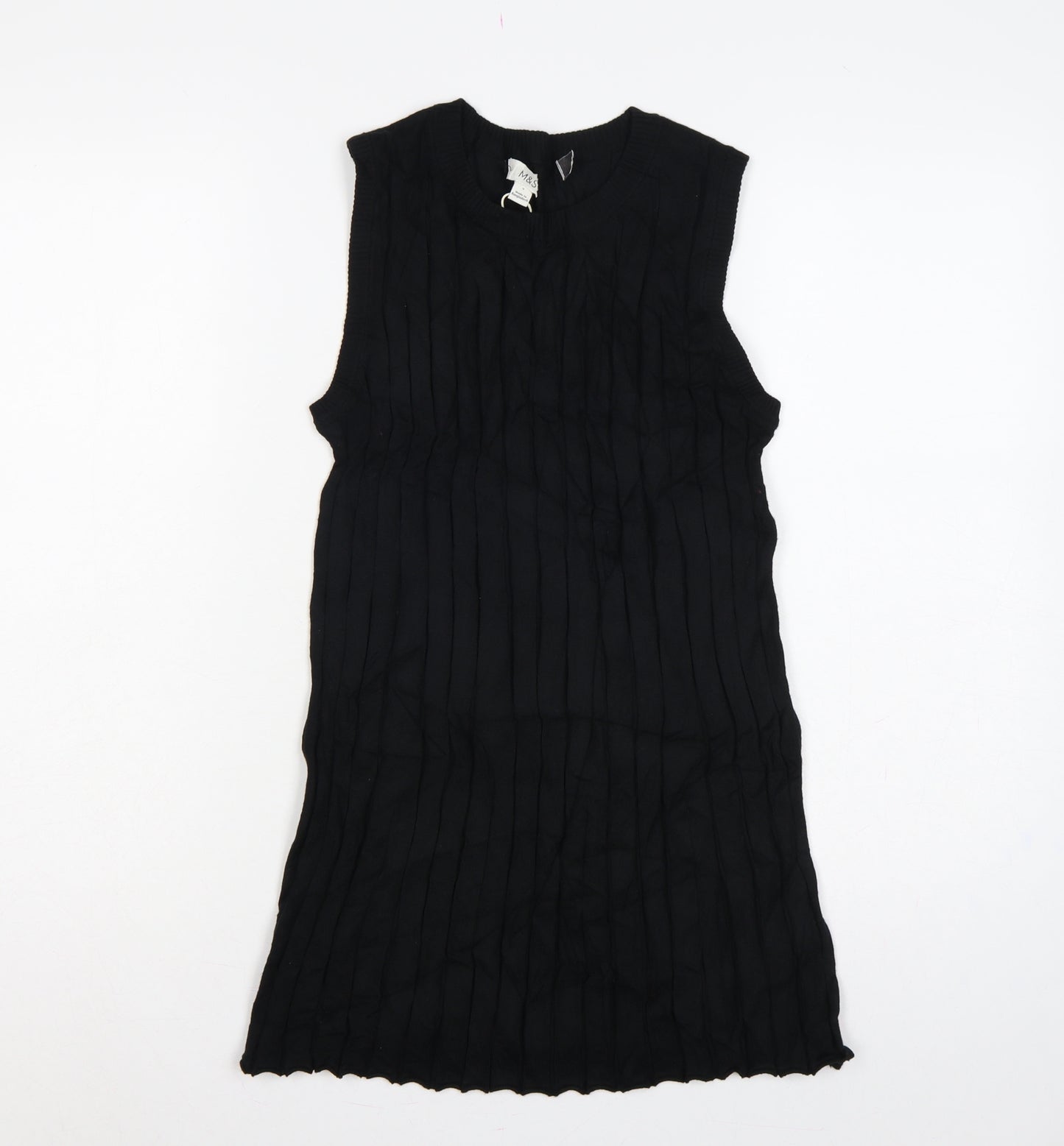 Marks and Spencer Women Black S Tunic Rib Knit Tank Top