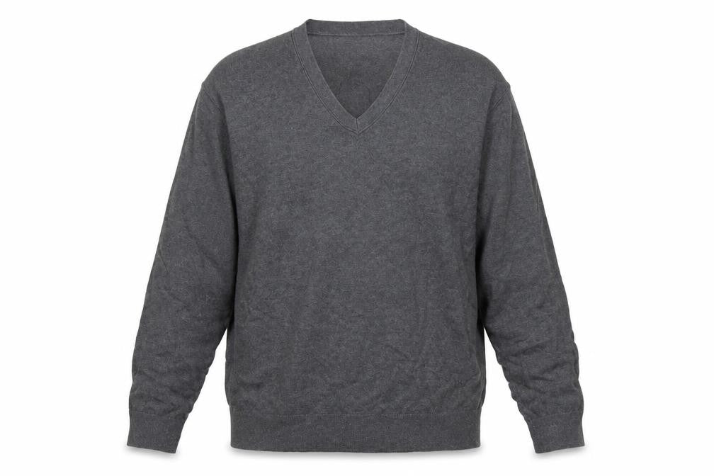 Banana Republic Men’s Grey L V-Neck Cotton Cashmere Pullover Jumper