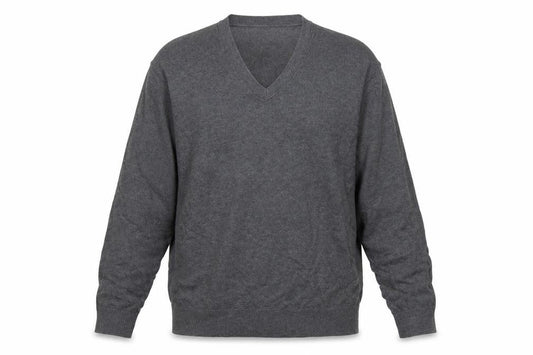 Banana Republic Men’s Grey L V-Neck Cotton Cashmere Pullover Jumper