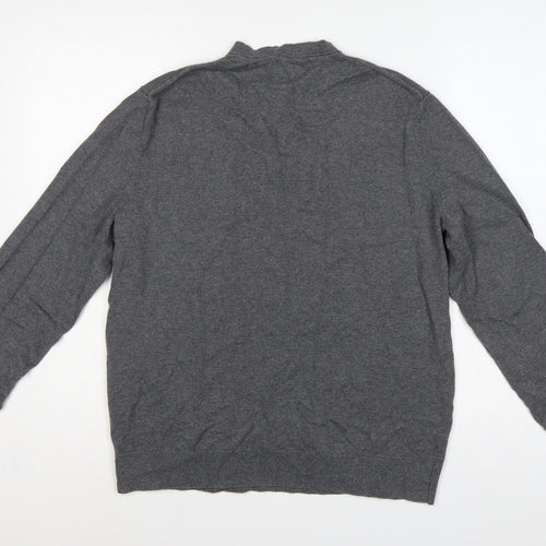 Banana Republic Men’s Grey L V-Neck Cotton Cashmere Pullover Jumper