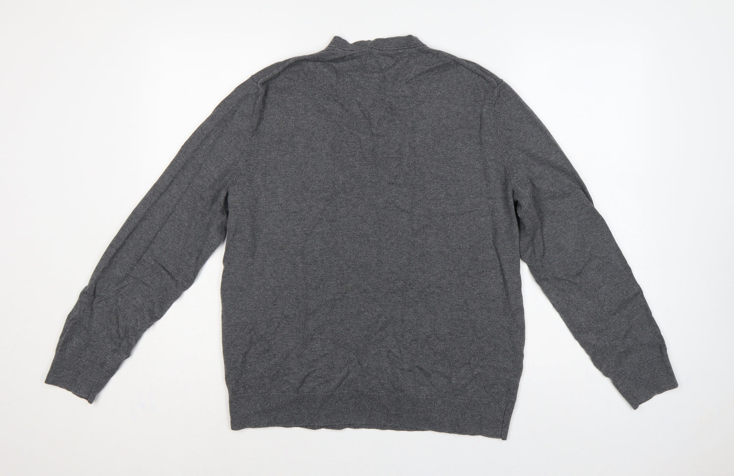 Banana Republic Men’s Grey L V-Neck Cotton Cashmere Pullover Jumper