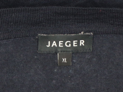 Jaeger Women’s Black XL Wool Batwing Pullover Gold Button Jumper