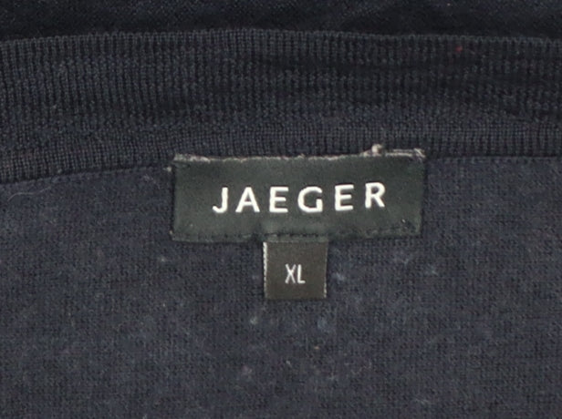 Jaeger Women’s Black XL Wool Batwing Pullover Gold Button Jumper