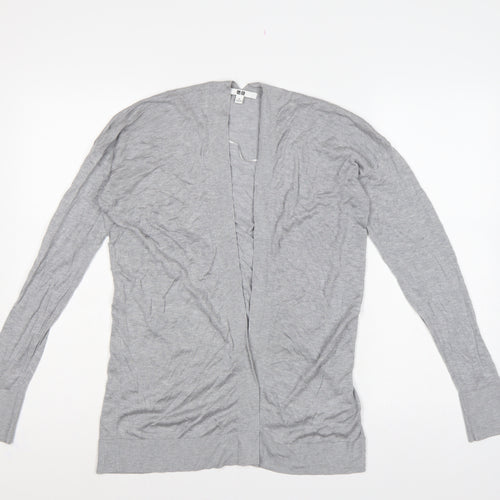 Uniqlo Women Grey S Open V-Neck Lyocell Silk Knit Cardigan