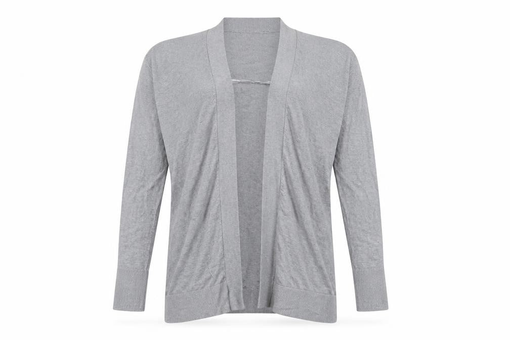 Uniqlo Women Grey S Open V-Neck Lyocell Silk Knit Cardigan