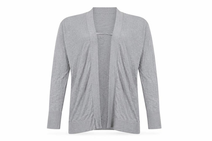 Uniqlo Women Grey S Open V-Neck Lyocell Silk Knit Cardigan