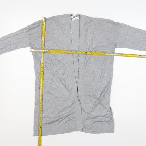 Uniqlo Women Grey S Open V-Neck Lyocell Silk Knit Cardigan