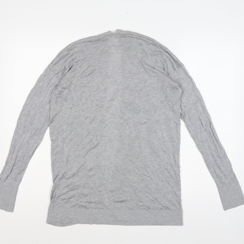 Uniqlo Women Grey S Open V-Neck Lyocell Silk Knit Cardigan