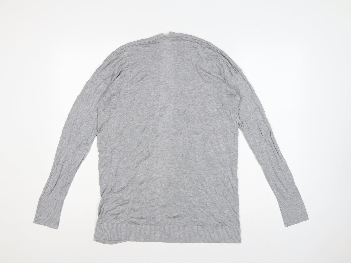 Uniqlo Women Grey S Open V-Neck Lyocell Silk Knit Cardigan