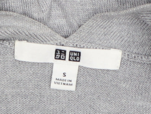 Uniqlo Women Grey S Open V-Neck Lyocell Silk Knit Cardigan