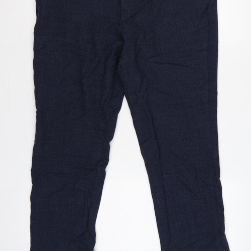 M&S Luxury Men’s Navy 38 Short Wool Blend Tailored Dress Trousers