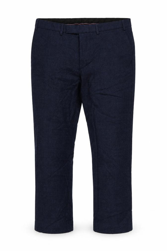 M&S Luxury Men’s Navy 38 Short Wool Blend Tailored Dress Trousers