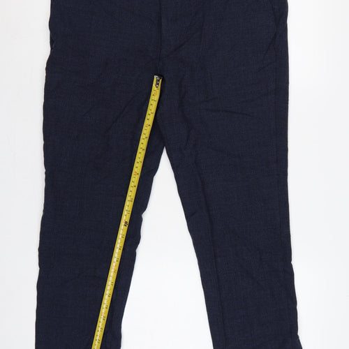 M&S Luxury Men’s Navy 38 Short Wool Blend Tailored Dress Trousers
