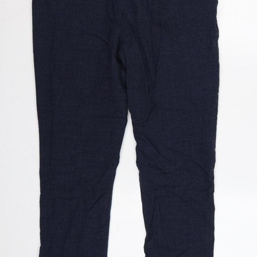M&S Luxury Men’s Navy 38 Short Wool Blend Tailored Dress Trousers